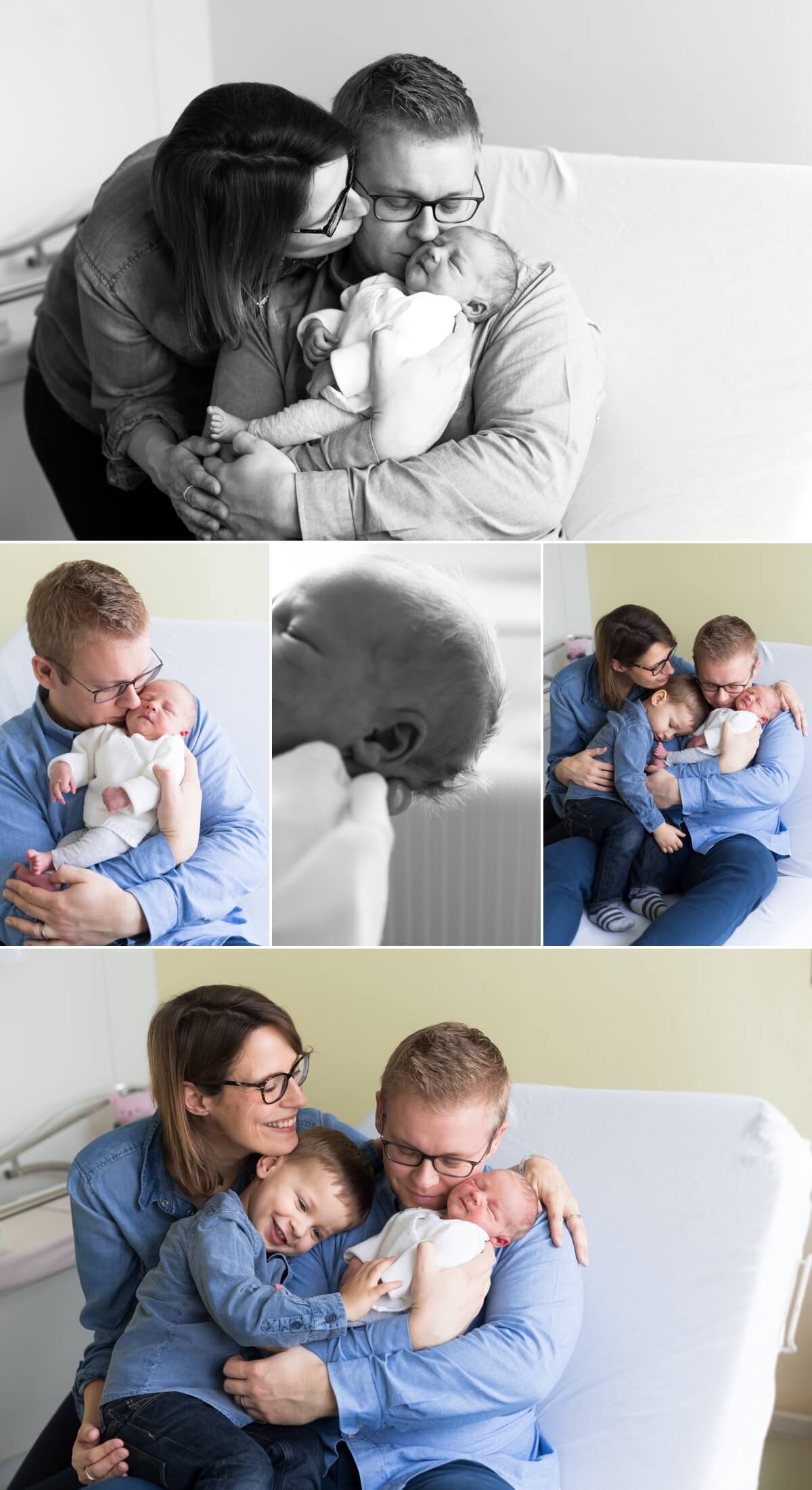 portraits de famille lors d'une séance lifestyle à la maternité
